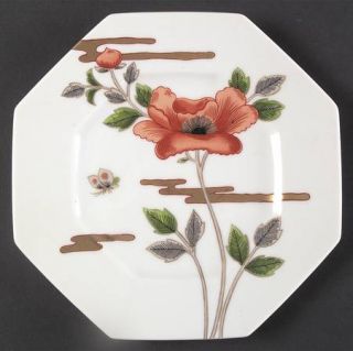 Fitz & Floyd Fleur Et Nuages Salad Plate, Fine China Dinnerware   Rust Flower,Go