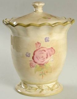 222 Fifth (PTS) CheriS Roses Cookie Jar and Lid, Fine China Dinnerware   Access