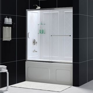 Dreamline DL699204CL Bathtub Shower Door, 56 to 60 InfinityZ Frameless Sliding amp; QWALLTub Backwalls Kit