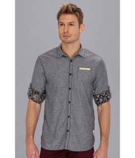 Scotch & Soda Bonded Shirt w/ Leather Pocket Mens Long Sleeve Button Up (Blue)