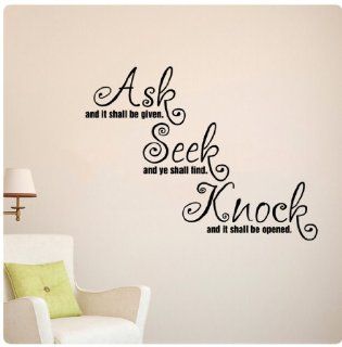 Ask Seek Knock Wall Decal God Prayer Christian Sticker Art Mural Home Dcor Quote  