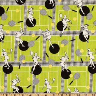44'' Wide Tennis Anyone? Tennis Players Lime Fabric By The Yard