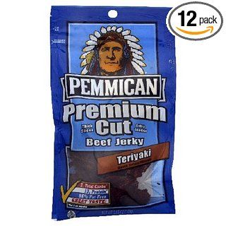 Pemmican Premium Cut Beef Jerky, Teriyaki, 3.65 Ounce Bags (Pack of 12)  Jerky And Dried Meats  Grocery & Gourmet Food