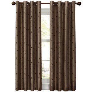 Maytex Mills Jardin Embroidered Thermal Window Curtain, 54 by 63 Inch, Mocha  