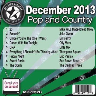 All Star Karaoke December 2013 Pop and Country Hits B (ASK 1312B) Music