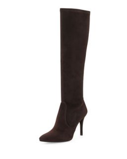 Stuart Weitzman Jefe Stretch Suede Boot, Cola (Made to Order)