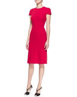 Carolina Herrera Cap Sleeve Stretch Wool Crepe Dress, Red