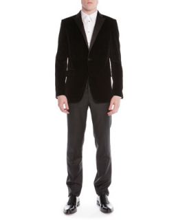 Givenchy Velvet Evening Jacket, Silver Bar Front Poplin Shirt & Stretch Wool Suit Trousers