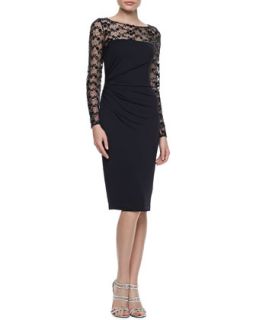 David Meister Long Sleeve Embroidered Cocktail Dress