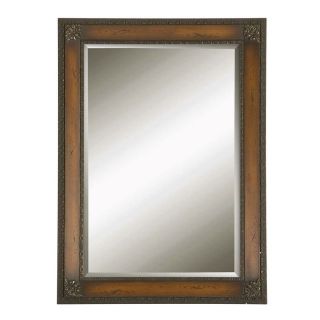 Style Selections 26.125 in x 36.125 in Mahogany Brown Rectangular Framed Wall Mirror
