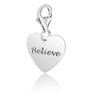 Sterling Silver Heart BELIEVE Charm Jewelry