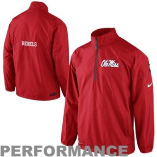Nike Mississippi Rebels Lockdown Half Zip Performance Jacket   Cardinal