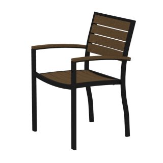 POLYWOOD Textured Black/Teak Slat Seat Aluminum Patio Dining Chair