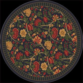 Milliken Vachell 7 ft 7 in x 7 ft 7 in Round Black Floral Area Rug