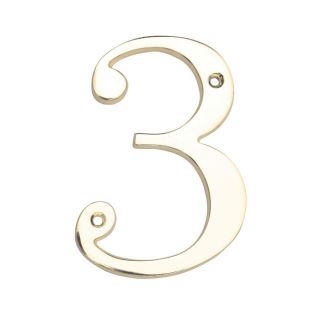 Gatehouse 3.94 in Polished Brass House Number 3