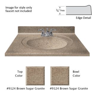 US Marble Recessed Oval Standard 43 in W x 22 in D Brown Sugar Cultured Marble Integral Single Sink Bathroom Vanity Top