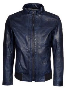 Strellson Premium   ALVO   Leather jacket   blue