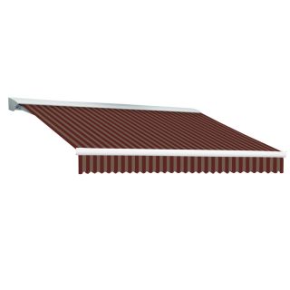 Awntech 16 ft Wide x 10 ft Projection Burgundy/Tan Striped Slope Patio Retractable Remote Control Awning