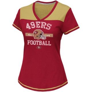 San Francisco 49ers Ladies Champion Swagger V Neck T Shirt   Scarlet