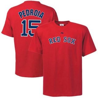Majestic Boston Red Sox #15 Dustin Pedroia Red Player T shirt