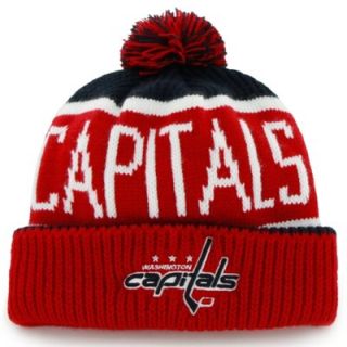 47 Brand Washington Capitals Calgary Cuffed Knit Beanie with Pom   Red
