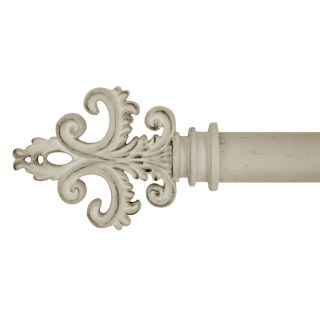 allen + roth 72 in to 144 in Antique White Metal Single Curtain Rod