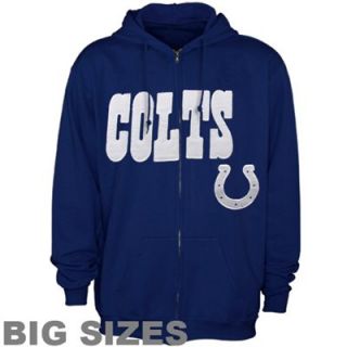 Indianapolis Colts Royal Blue Zip Class Big Sizes Full Zip Hoodie Sweatshirt