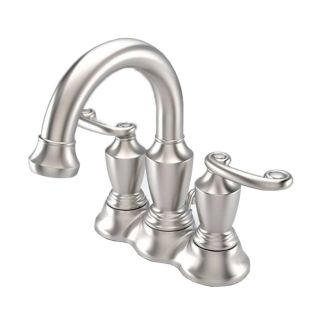 AquaSource Satin Nickel 2 Handle 4 in Centerset WaterSense Labeled Bathroom Sink Faucet (Drain Included)