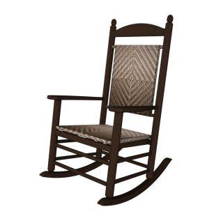 POLYWOOD Mahogany/Cahaba Recycled Plastic Woven Seat Outdoor Rocking Chair