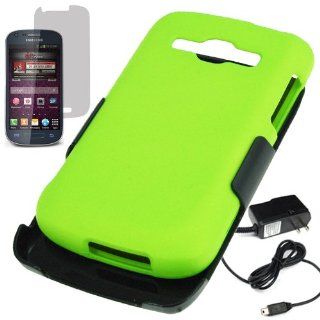 Beyond Hard Cover Combo Case Holster for Boost Mobile, Virgin Mobile Samsung Galaxy Ring, Prevail 2 M840 + Travel Charger Neon Green Cell Phones & Accessories