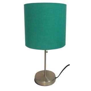 Style Selections 17.91 in Satin Nickel Indoor Table Lamp with Fabric Shade