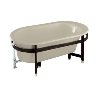KOHLER 66 in x 36 in Iron Works Tellieur Sandbar Oval Pedestal Bathtub with Reversible Drain
