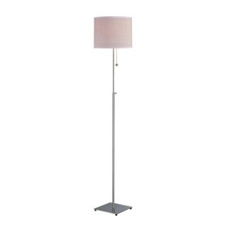 Lite Source 62.75 in Polished Steel Indoor Floor Lamp with Rattan Shade