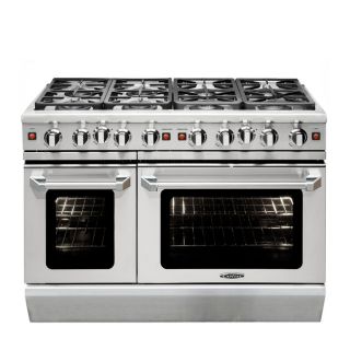 Capital Precision L 48 in 8 Burner 4.9 cu ft/2.7 cu ft Double Oven Convection Gas Range (Stainless Steel)