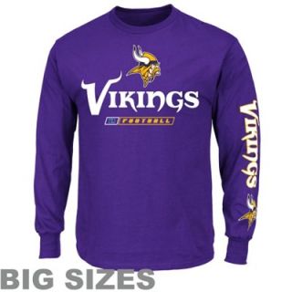 Minnesota Vikings Big Sizes Primary Receiver IV Long Sleeve T Shirt   Purple