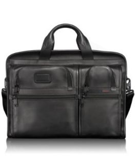 Tumi Alpha Compact Large Screen Laptop Leather Brief, Black, Large Clothing