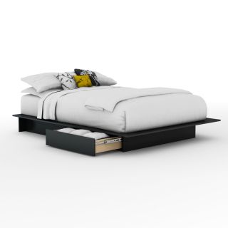 South Shore Furniture Step One Pure Black Full/Queen Platform Bed with Storage