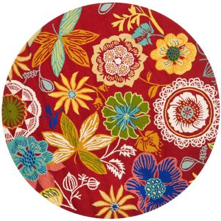 Safavieh Four Seasons 4 ft x 4 ft Round Red Floral Indoor/Outdoor Area Rug