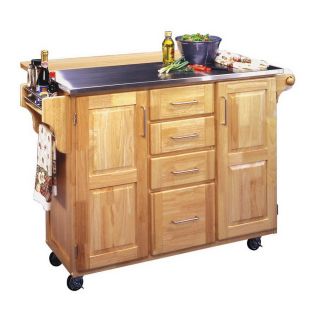 Home Styles 52.5 in L x 18 in W x 36 in H Natural Kitchen Island with Casters