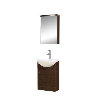 DreamLine Modern 16.75 in x 9.25 in Wenge Wood Belly Sink Single Sink Bathroom Vanity with Vitreous China Top
