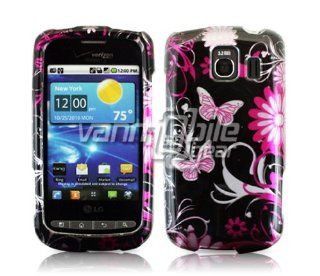 VMG Black/Pink Butterfly Design Hard 2 Pc Plastic Snap On Faceplate Case + Sc Cell Phones & Accessories