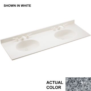 Swanstone Ellipse 61 in W x 22 in D Gray Granite Composite Integral Double Sink Bathroom Vanity Top