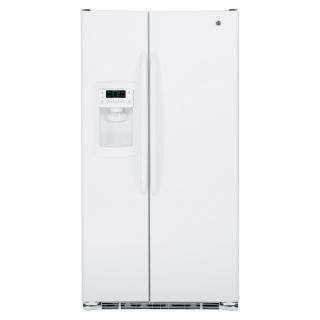 GE 22.7 cu ft Side By Side Counter Depth Refrigerator with Single Ice Maker (High Gloss White)