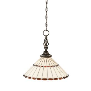 Brooster 16 in W Dark Granite Pendant Light with Tiffany Style Shade