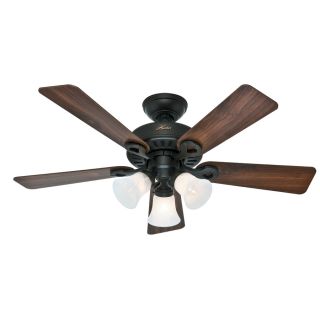 Hunter Ridgefield 5 Minute 44 in New Bronze Downrod or Flush Mount Ceiling Fan with Light Kit