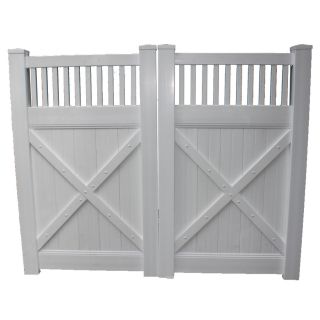 Boundary 6 ft x 8 ft White Privacy Drive Vinyl Fence Gate