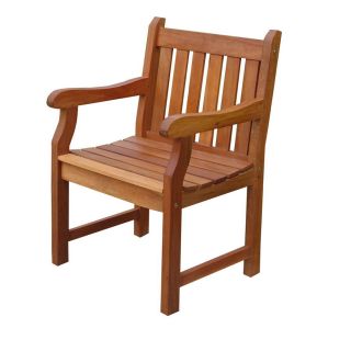 VIFAH Baltic Eucalyptus Slat Seat Wood Patio Dining Chair