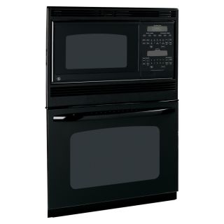 GE 29.75 in Self Cleaning Microwave Wall Oven Combo (Black On Black)