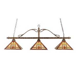Brooster 14 in W 3 Light Bronze Kitchen Island Light with Tiffany Style Shade