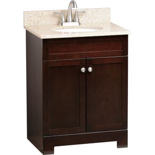 Style Selections Longshire 25 in W x 19 in D Espresso Undermount Single Sink Bathroom Vanity with Granite Top